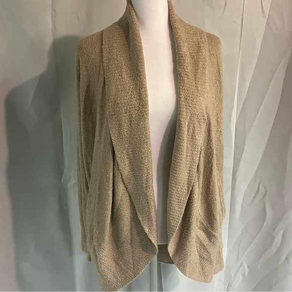 Barefoot Dreams Cozi Chic Lite Taupe Circle Cardigan M NWT - Picture 1 of 15